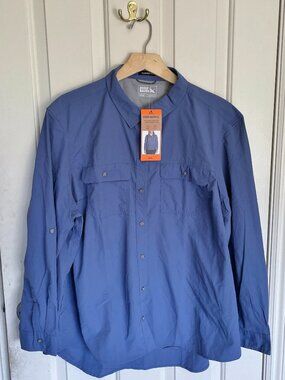 NEW Eddie Bauer Womens Mountain Ripstop Shirt XXL NWT UPF 50+ Blue Hiking Travel